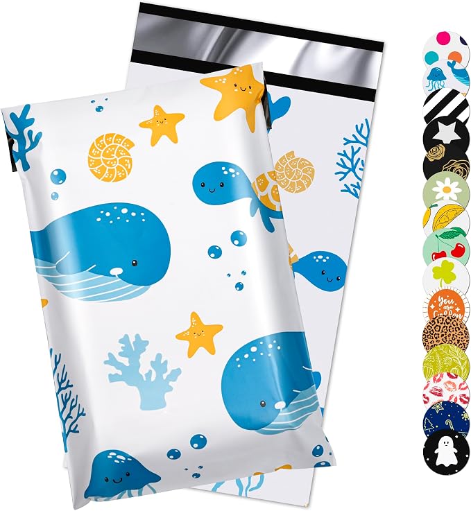 Ocean Printed Poly Mailer 6x9 Inch 100 Pcs, Waterproof and Tear-Resistant by JOWLROEL