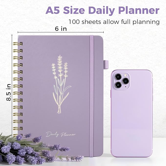 Oucaru Undated Daily Planner, A5 Spiral Notebook - Image 2