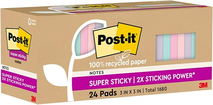 Post-it 100% Recycled Super Sticky Notes, 4 x 6 in, 4 Pads | School Supplies - Image 11
