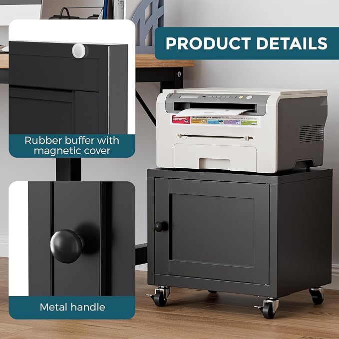 Small Printer Stand with Storage, Home Office Printer Table - Image 5