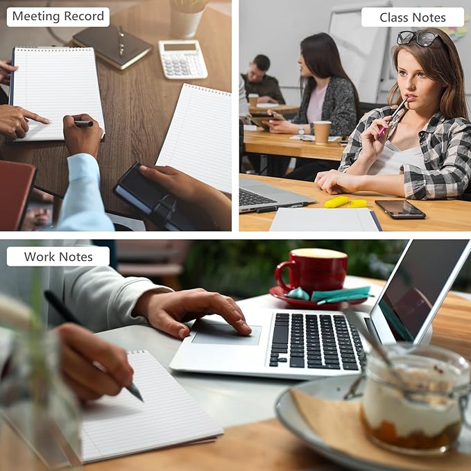 6 Pack 8.5 x 11'' Top Bound Office Steno Book Wide Ruled Double Sided Spiral Notebooks Reliable White Paper 70 Sheets/Pad Pastel Colors Covers for Writing School Notes(Vintage Color)-DeskLoop Office