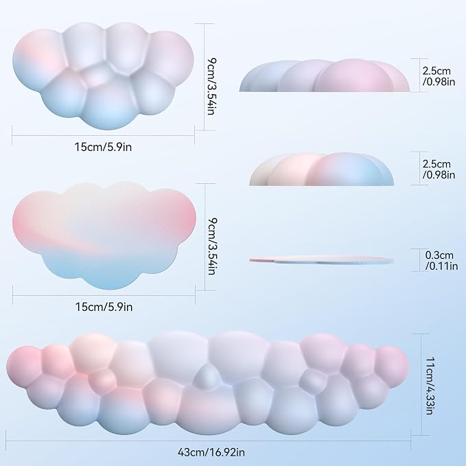 TECKNET Cloud Keyboard Wrist Rest Set, Cloud Wrist Rest - Image 6
