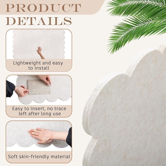Mooliwe Scalloped Felt Bulletin Board 60 x 36 Inches Foldable Beige Pin Cork - Image 2