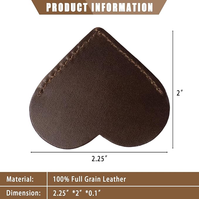 Jack&Chris Genuine Leather Heart Bookmark, Handmade Stitched Corner Page - Image 2