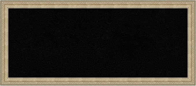 Amanti Art Black Cork Board for Wall, 14x32 Vision Board with Champagne Frame, Medium Corkboard Office Decor for Home Organization, Traditional Corkboard Pinboard to display items for home-DeskLoop Office