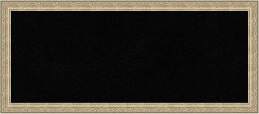 Amanti Art Black Cork Board for Wall, 14x32 Vision Board with Champagne Frame, Medium Corkboard Office Decor for Home Organization, Traditional Corkboard Pinboard to display items for home-DeskLoop Office