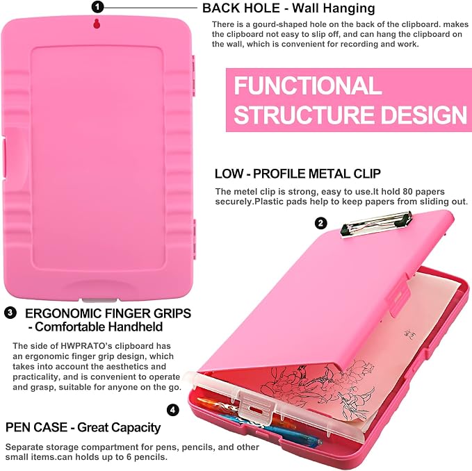 HWPRATO Clipboards with Compartment Clipboard Organizer Plastic Foldable File - Image 4
