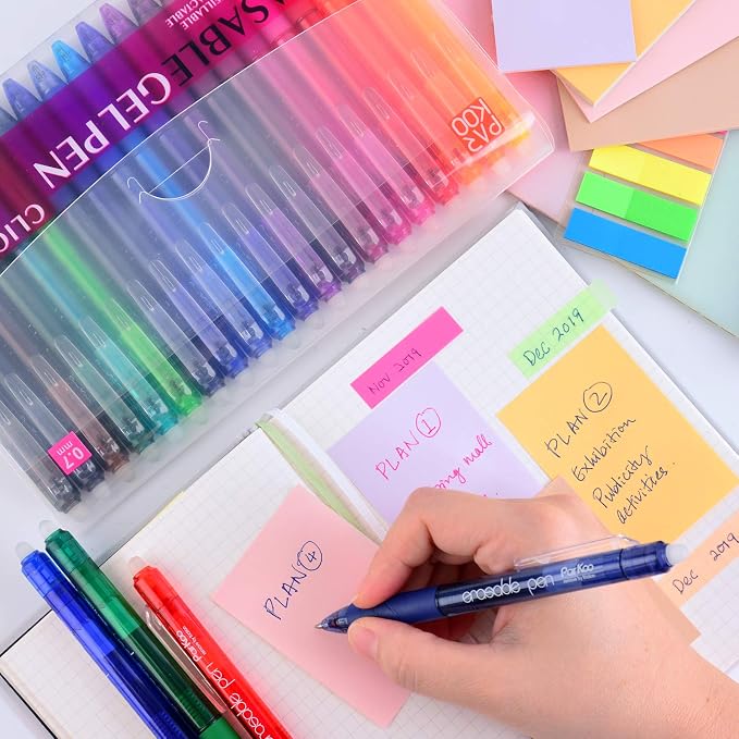 ParKoo 20 Colors Retractable Erasable Gel Pens Clicker, Fine Point 0.7 mm - Image 9