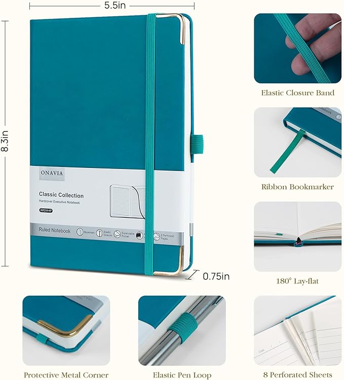 A5 Lined Journal Notebook - 100 GSM Thick Paper, 8 Pack Hardcover Journaling Notebooks for Writing, Work, Travel, School, College Ruled Journals for Women Men, PU Leather Note Books, 5.5”x8.3”-DeskLoop Office