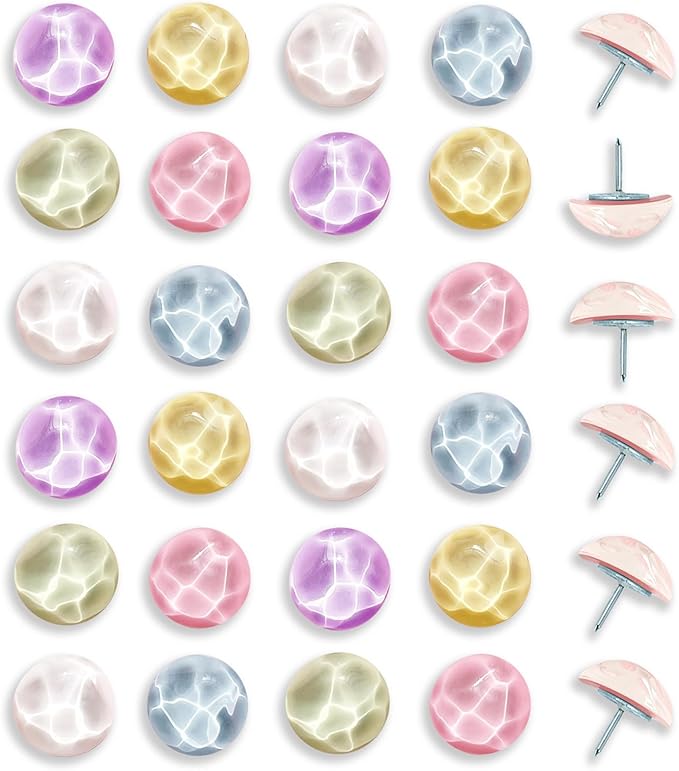 24Pcs Decorative Push Pins, Thumb Tacks, Bulletin Board Tacks, Cork Board Tacks by Tandarui