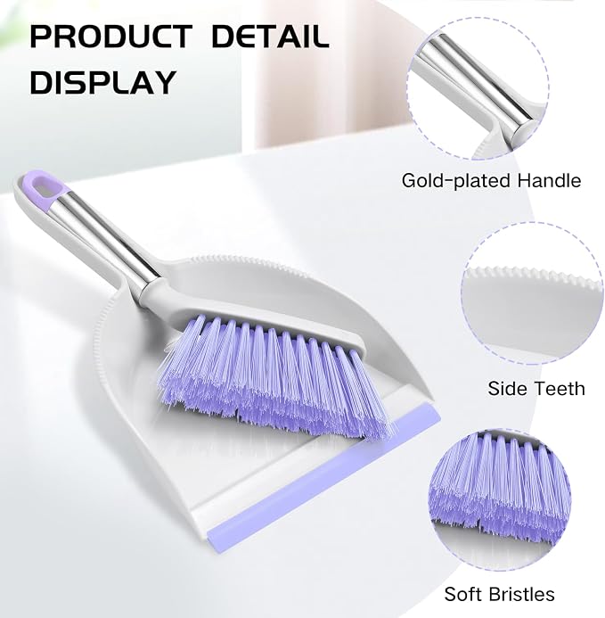 NACENA Mini Broom and Dustpan Set 2 Packs, Small Dust Pan and Brush Set - Image 5