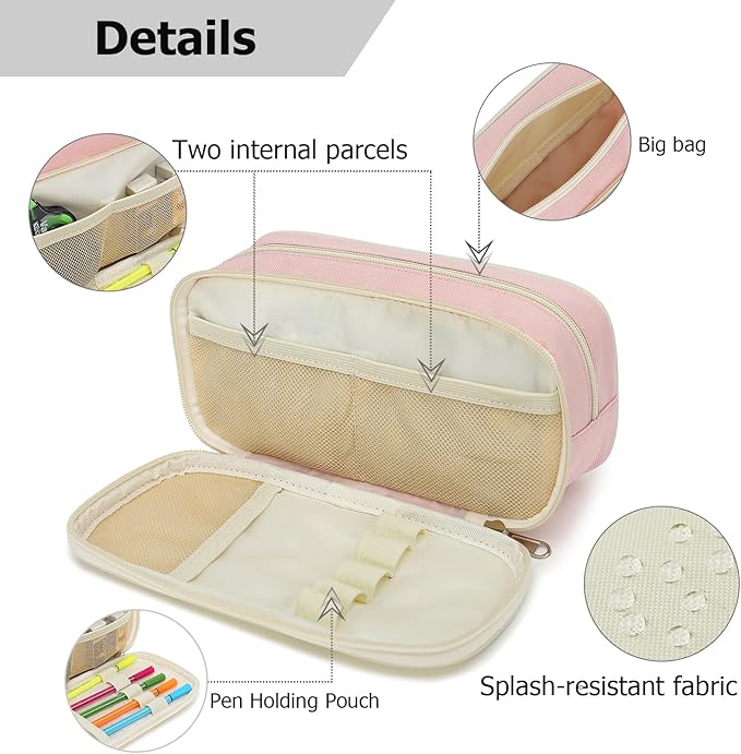 Large Capacity Pencil Case Multi-Slot Pencil Pouch Durable Pencil Box Portable Office Pen Bag with Zipper-DeskLoop Office