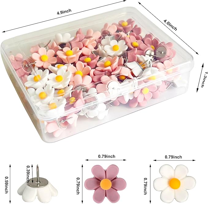 Cute Flower Push Pins for Bulletin Board, Office Decor for Women Thumb Tacks - Image 2