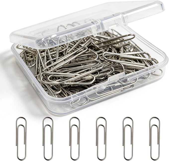 Paper Clips 100 Pcs 1.3 Inch Medium Silver Paperclips by CINHOLLIDEAGIFT