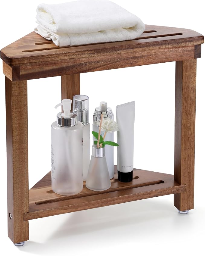 Boulphia Shower Foot Rest 14in, Acacia Wood Shower Stool - Image 7