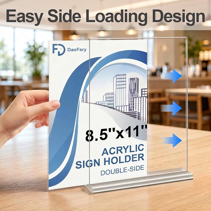 Daofary Acrylic Sign Holder 8.5 x 11, 18 Pack Double-Sided Stand up Table Top - Image 4