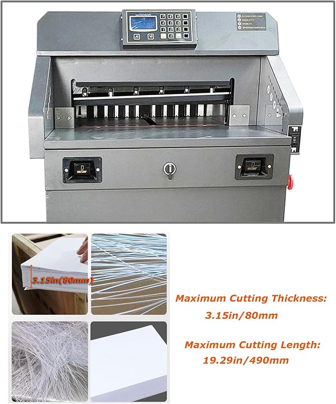 INTSUPERMAI Electric Paper Cutter Heavy Duty Paper Trimmers Guillotine Max. 490 mm /19.29 inch Cutting Length Digital Numerical Control Commercial Paper Stack Cutter Trimmer for Paper Cutting 110V-DeskLoop Office