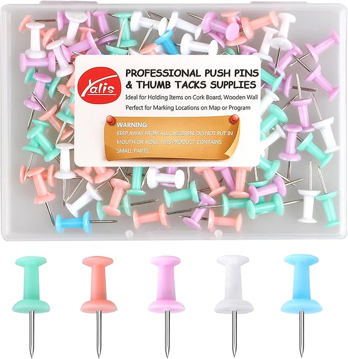 Push Pins Macarone Thumb Tacks Standard Pushpins Steel Point and Plastic Head by Yalis