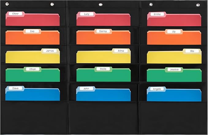Essex Wares - 15 Pocket File Pocket Chart, and More - Wall Folder Organizer - by EssexWares