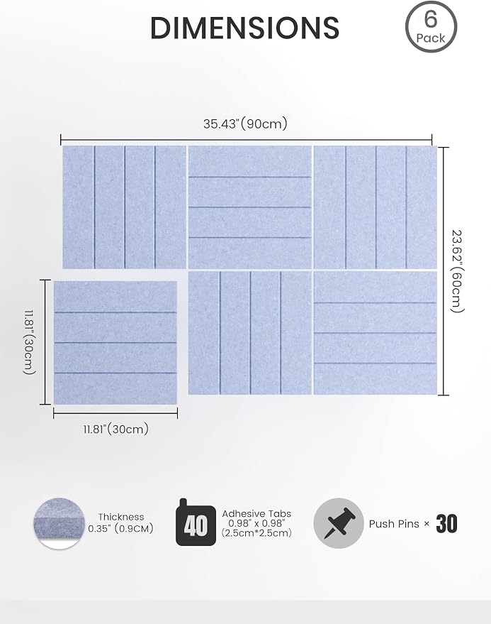 Bumusty Large Cork Board Alternative-36 x 24" Felt Bulletin Board Tiles - Image 2