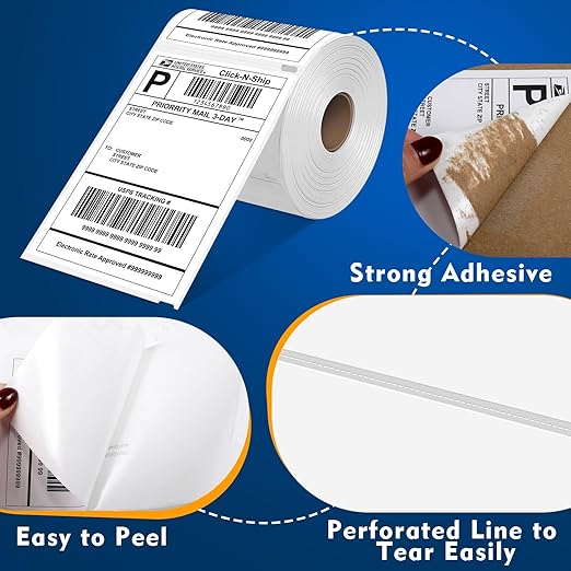 L LIKED 30 Rolls Compatible with Dymo 1744907 Internet Postage Labels 4" x 6" Shipping Labels Compatible with Rollo, DYMO 4XL & Zebra Desktop Printers (220 Labels Per Roll)-DeskLoop Office