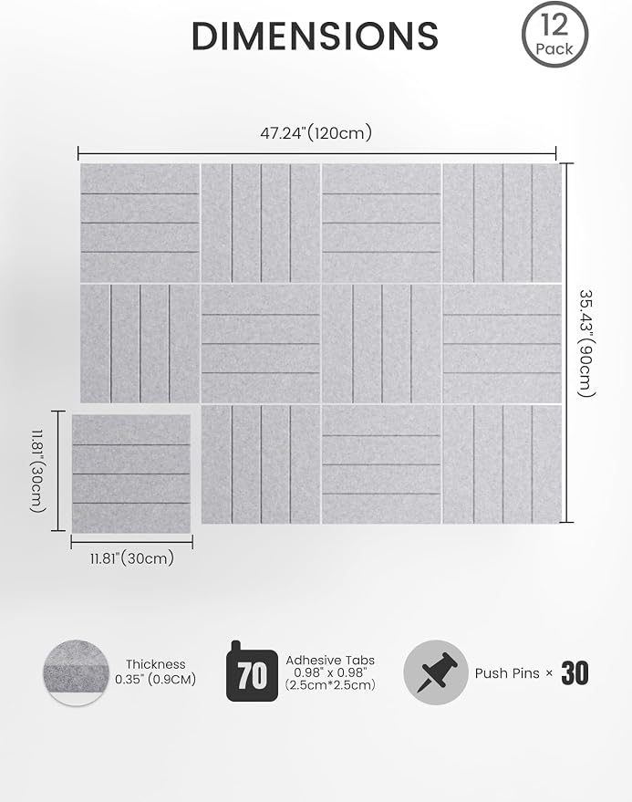 Bumusty Large Cork Board Alternative-48 x 36" Felt Bulletin Board Tiles - Image 2