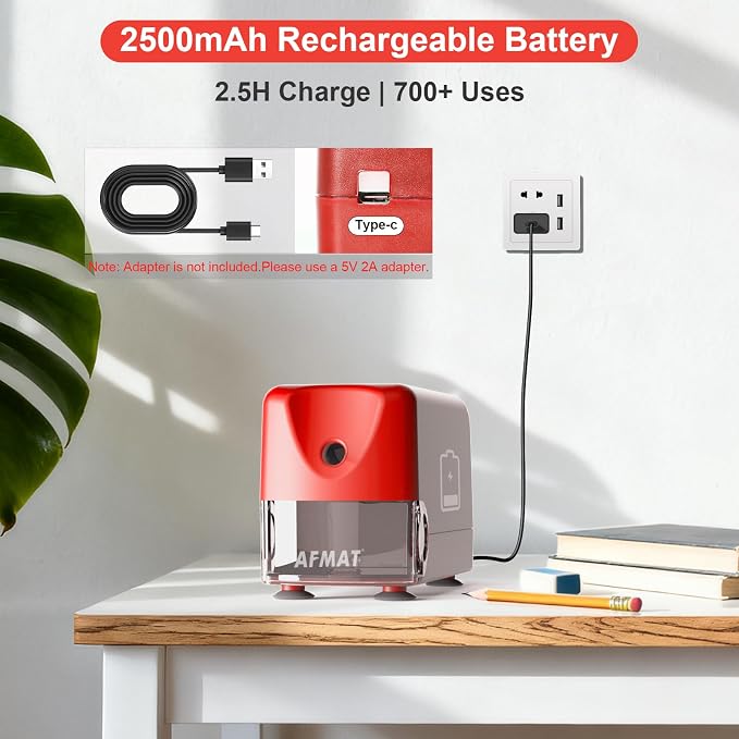 AFMAT Electric Pencil Sharpener, Cordless & Rechargeable, Heavy Duty Classroom - Image 6