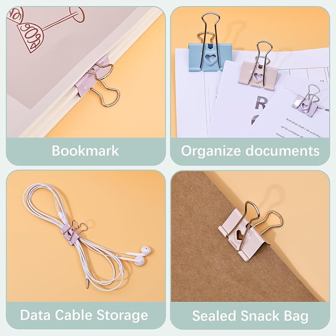 BAYTORY 24Pcs Pastel Binder Clips, 1.6 Inch Large Binder Clips, - Image 4