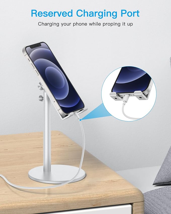 OMOTON CA04 Cell Phone Stand for Desk, Height & Angle Adjustable Aluminum - Image 8