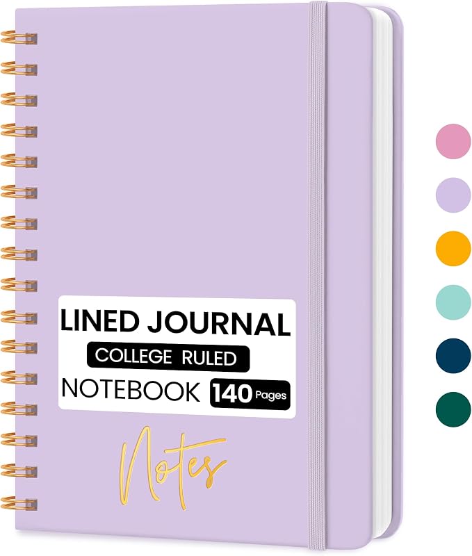 CICPAP Lined Spiral Journal Notebook, A5 College Ruled Notebook by CICPAP
