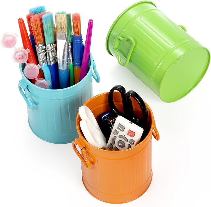 Noamus 9 Pack Metal Pen Holder, Mini Pencil Bucket - Image 11