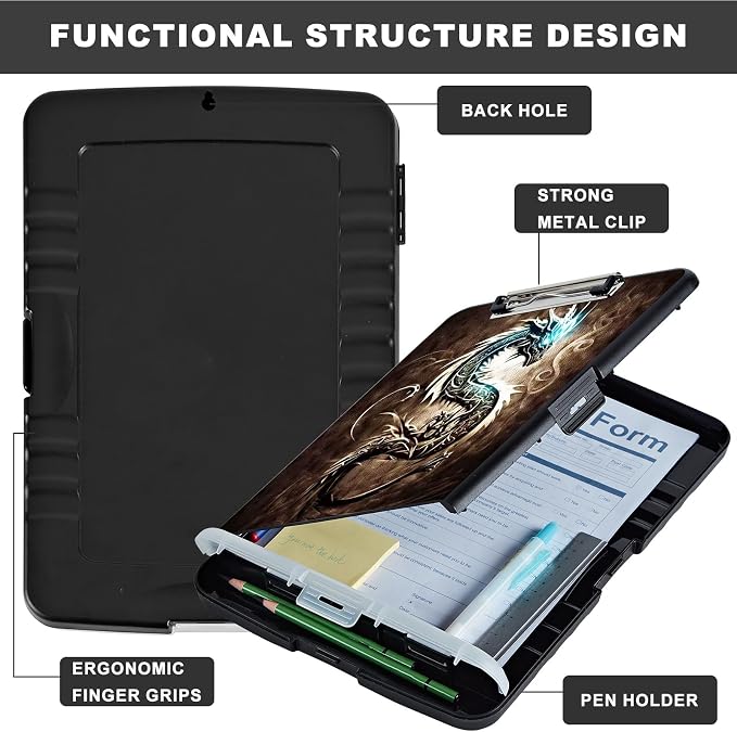 Clipboard with Storage, Heavy Duty Plastic Storage Clipboard with Low Profile - Image 6