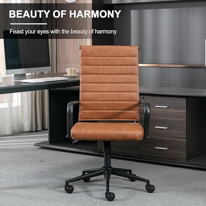 Okeysen Office Desk Chair Conference Room Chairs, Modern Ergonomic Executive Swivel Chair, Adjustable Height PU Leather Home Desk Chairs with Armrests, Comfy Computer Task Chairs with Wheels-DeskLoop Office