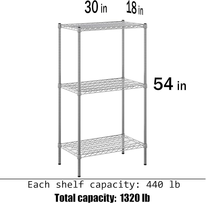 Regal Altair 18" Deep x 30" Wide x 54" Height Wire Shelving Kit | 3-Tier | NSF - Image 3