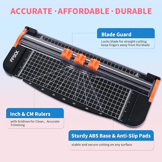 A4 Black Paper Cutter Slider 12 Inch Titanium Straight Paper Trimmer, Paper - Image 2