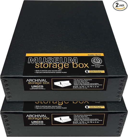 Lineco Museum Archival Storage Box, 9.75x12.75x3 in. Drop Front Design. by Lineco