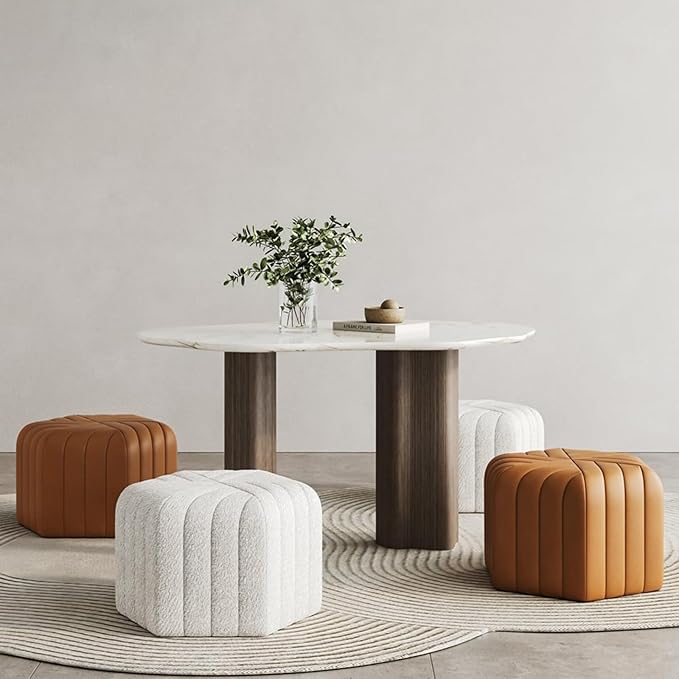 homary 18.5" Hexagonal Pouf Ottoman Upholstered, Velvet Footrest Rest Stools Modern Sofa Footrest Entryway Shoe Changing Stool, Low Coffee Table Footstool for Living Room/Bedroom/Entrway-Brown-DeskLoop Office