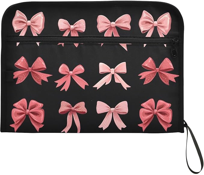 Expanding File Folder Pink Red Bow Black Accordion File Organizer 13 Pockets - Image 7