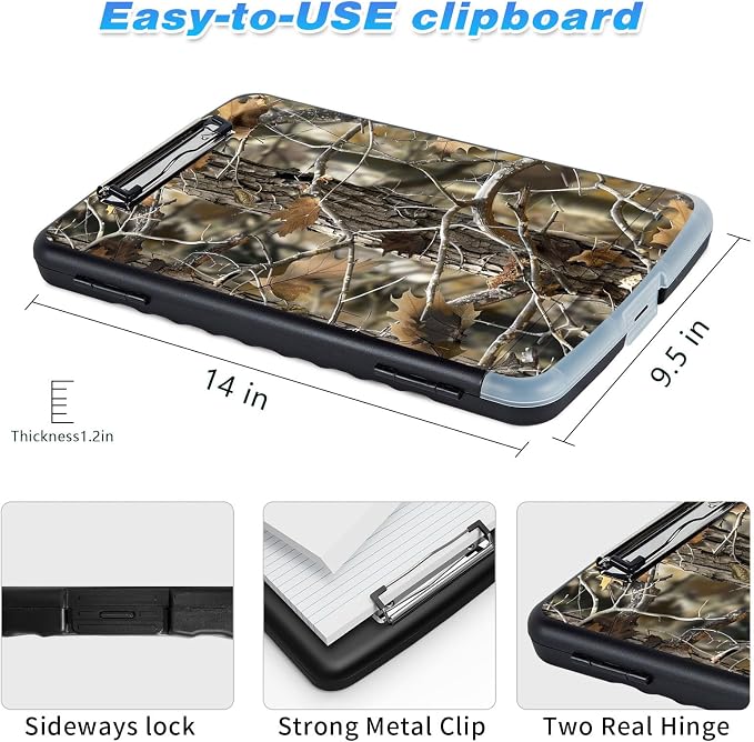 Clipboard with Storage, High Capacity Camouflage Storage Clipboard 9.5x14 with - Image 3