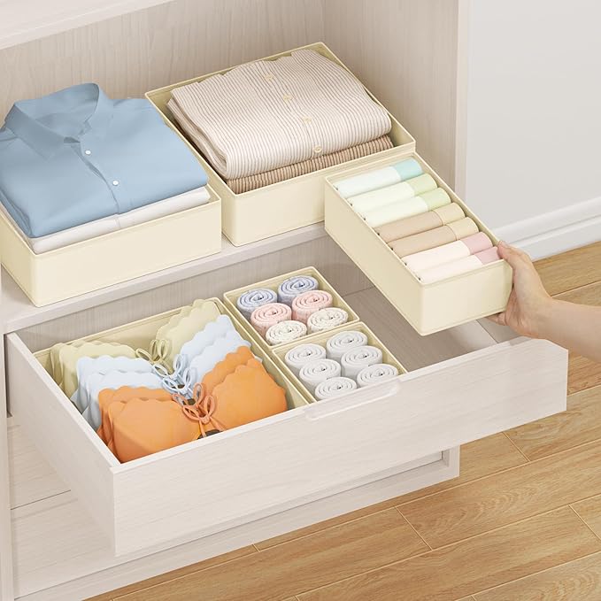 DIMJ Drawer Organizer Clothes Storage - 24 Pack Baby Dresser Organizer for Nursery, Small Fabric Closet Drawer Organizer Bins for Underwears Socks, Foldable Storage Dividers Organization for Bedroom-DeskLoop Office