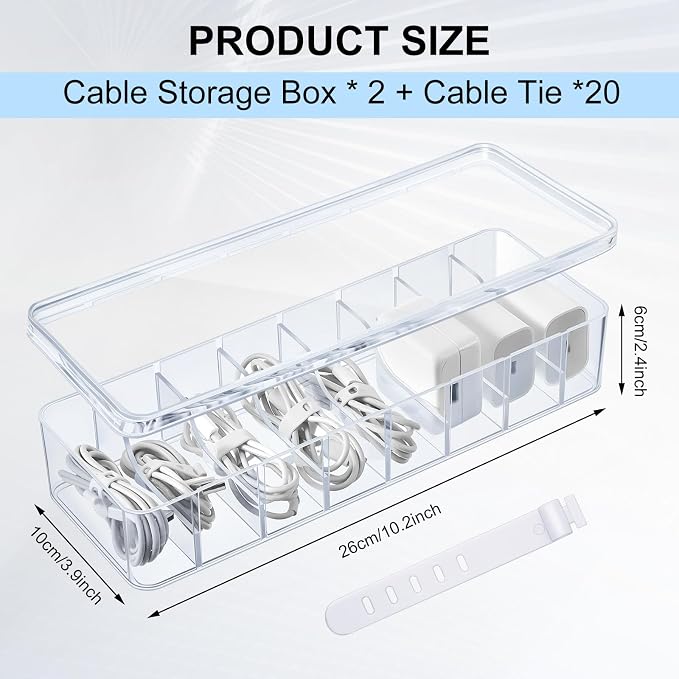Tatuo 2 Pcs Cord Organizer for Drawer Desktop, Cable Organizer Box - Image 2