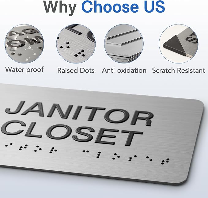 TRAINING ROOM Signs with Raised Text & Grade 2 Braille, Brushed Aluminum/Silver - Image 3