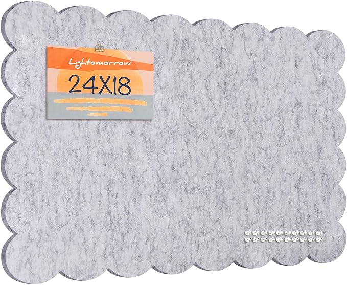 Lightomorrow Scalloped Bulletin Board, 24 x 18 Inches Felt Pin Board by Lightomorrow