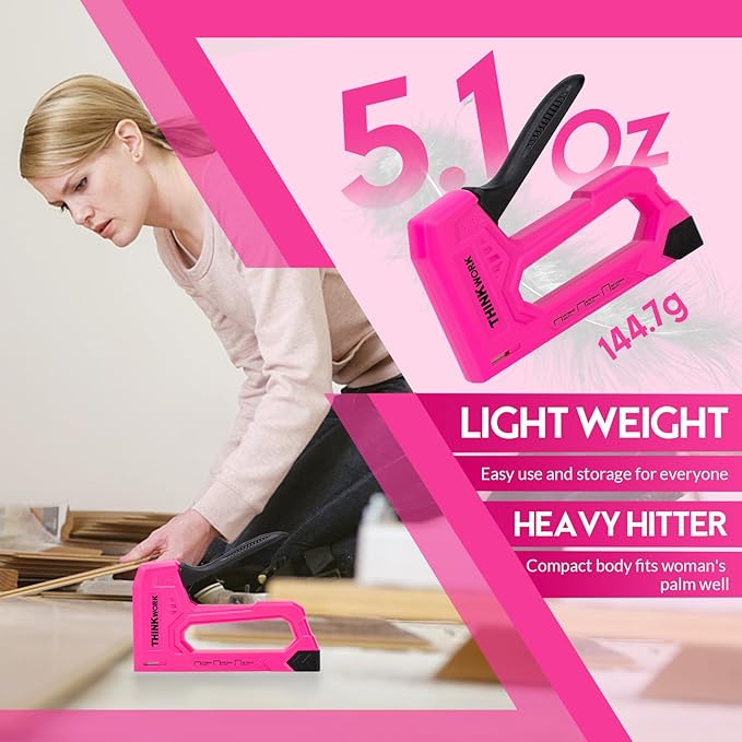THINKWORK Light Duty Staple Gun, 3/8" and Staple Remover, Women Fabric Stapler - Image 3