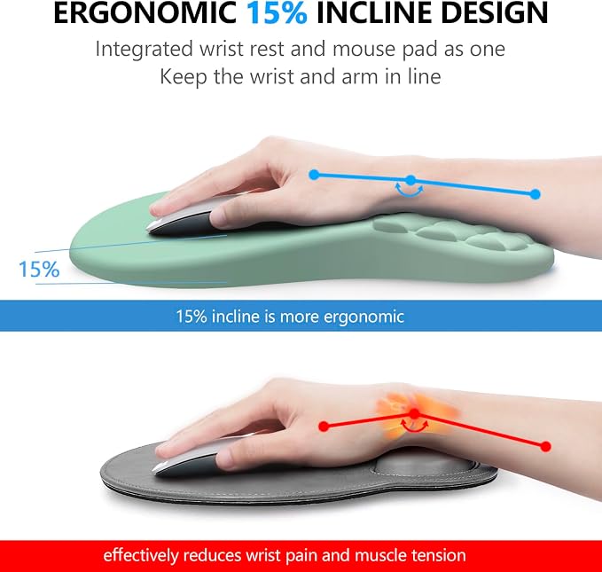 Ergonomic Mouse Pad Wrist Rest, 2 in 1 Keyboard Pad - Image 2