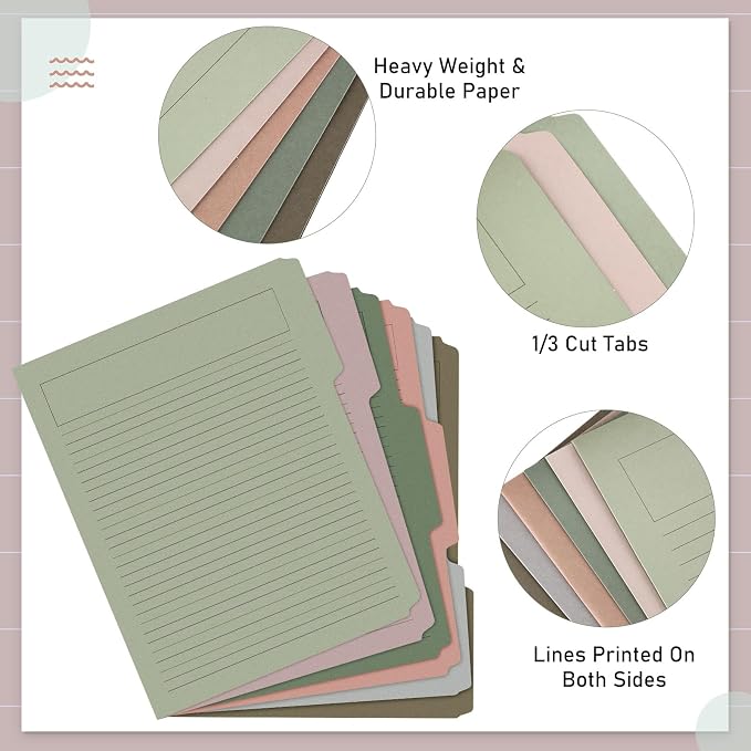 Cholemy 12 Pack Manila Lined Decorative File Folders, Letter Size, 1/3 Cut Tab - Image 3