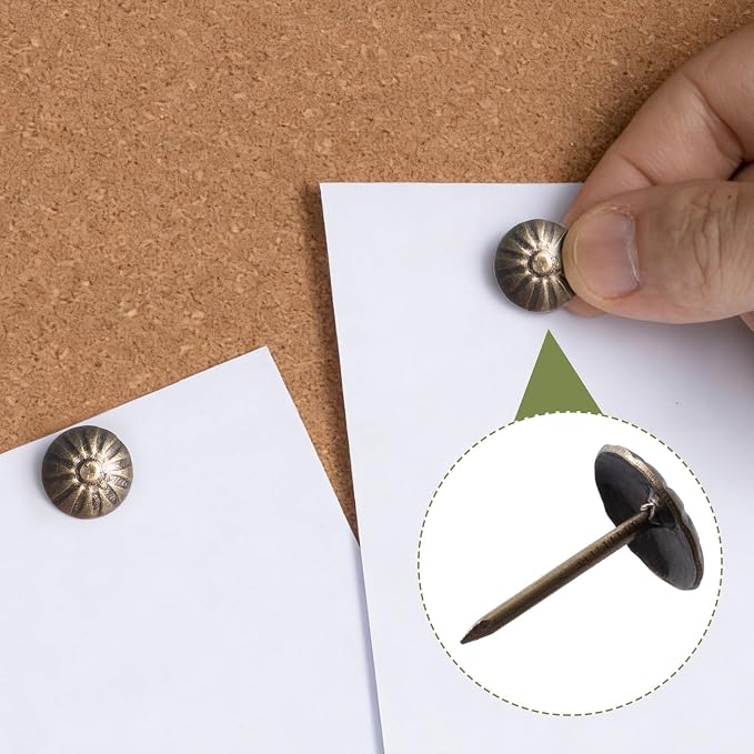 120pcs Flat Head Thumb Tacks for Wall, Bronze Heavy Duty Upholstery Push Pins - Image 4