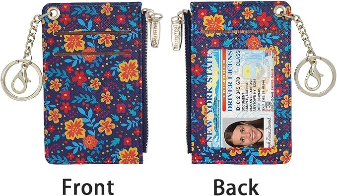 Small Wallets for Women Slim Leather Card Case Holder Wallet Coin Change Purse - Image 3