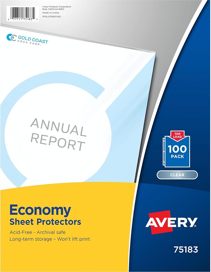 Avery Clear Economy Sheet Protectors, Top Load, 100 Document Protectors by Avery