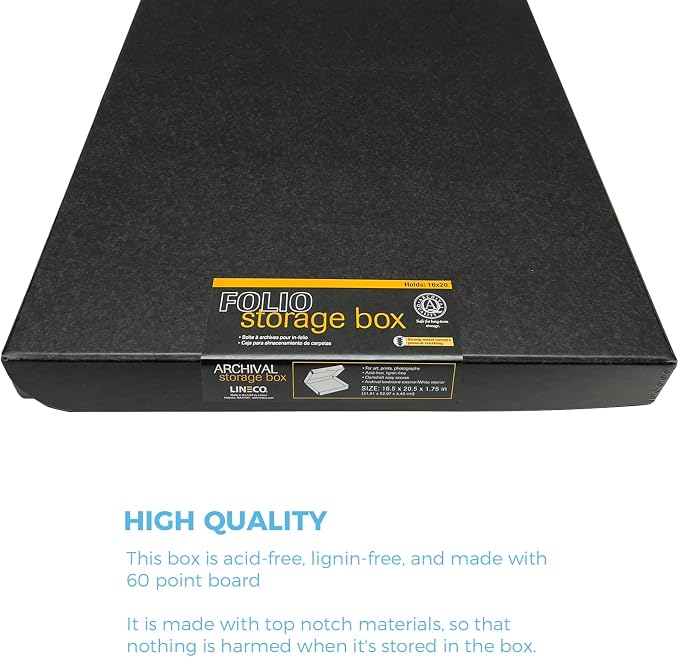 Lineco, Archival Folio Storage Box. Acid-Free, Metal Edge Boxboard, Clamshell - Image 5
